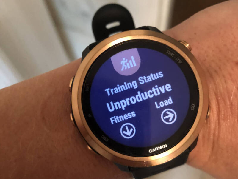 Garmin watch showing unproductive status