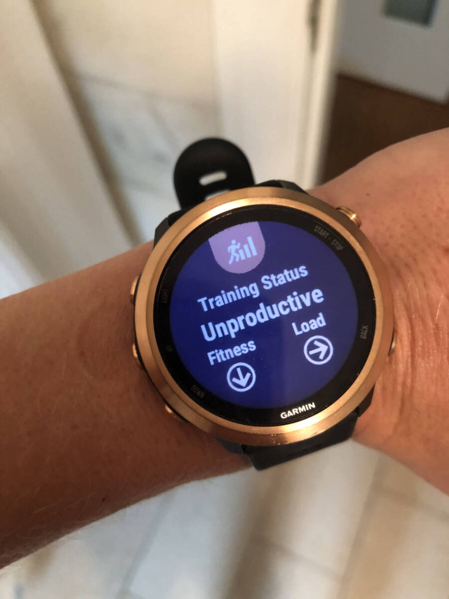 Garmin watch showing unproductive status