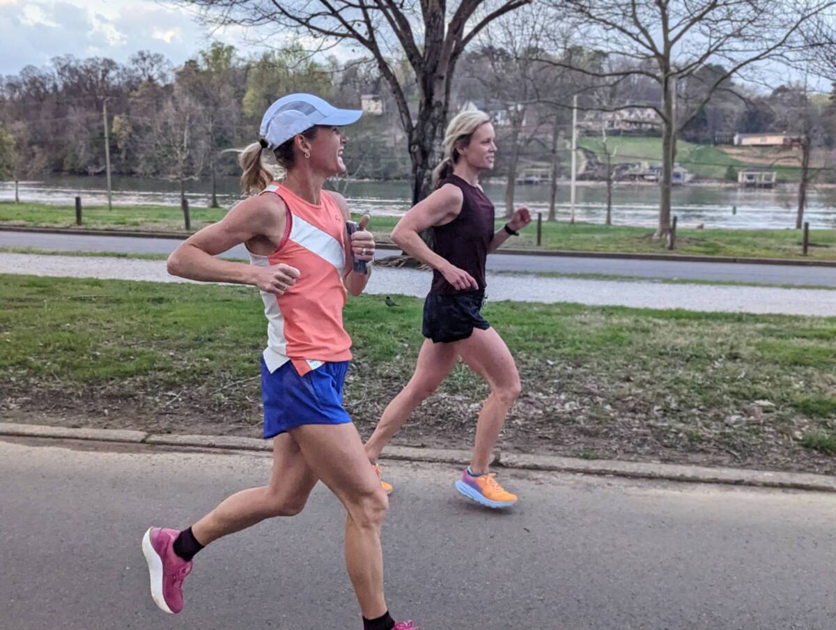 whitney running with her friend