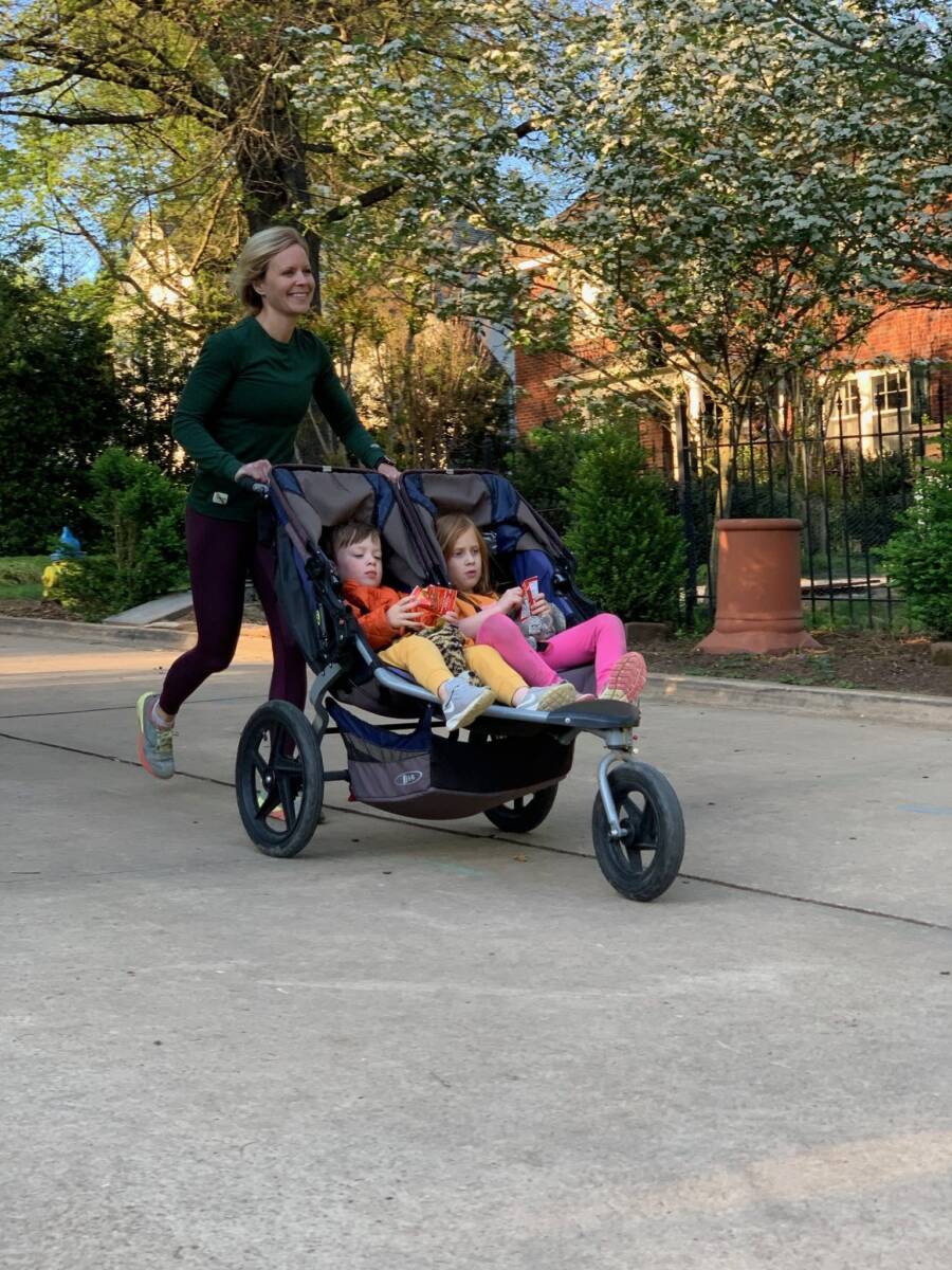 whitney with toddlers in stroller