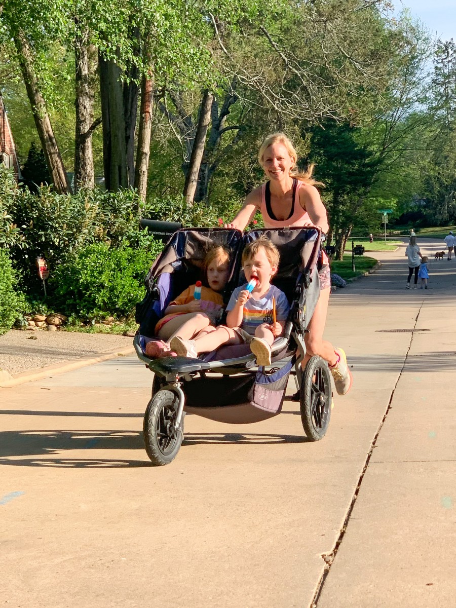 whitney with double boba stroller