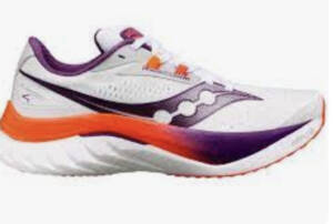 Saucony Endorphin Speed 4 in white, orange and purple