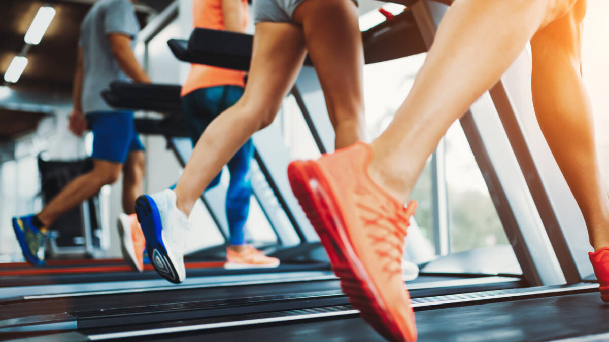 running on a treadmill