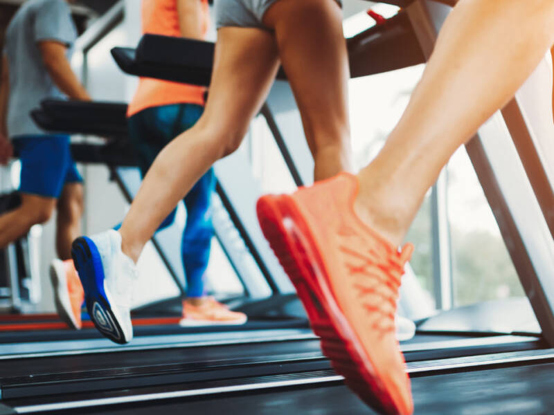 running on a treadmill