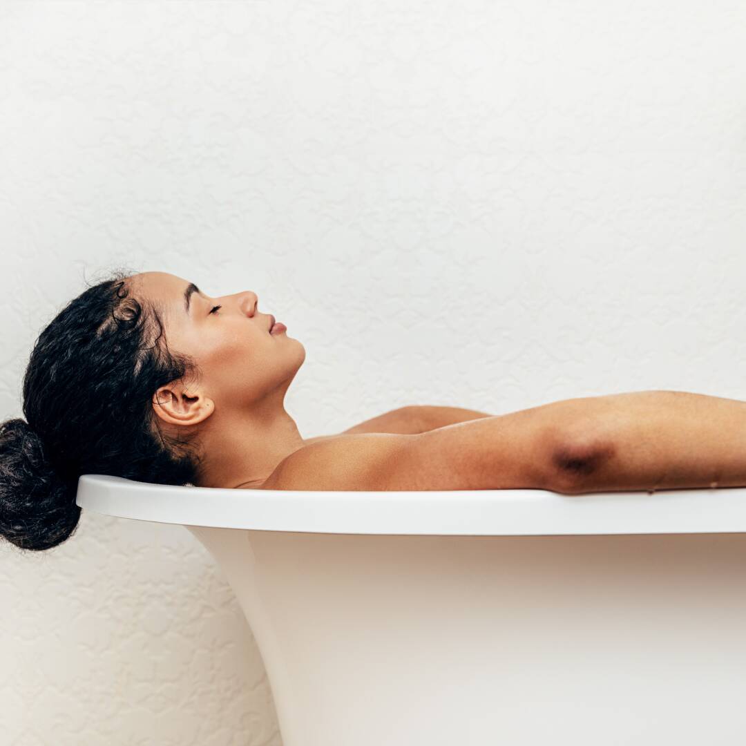 woman taking a bath